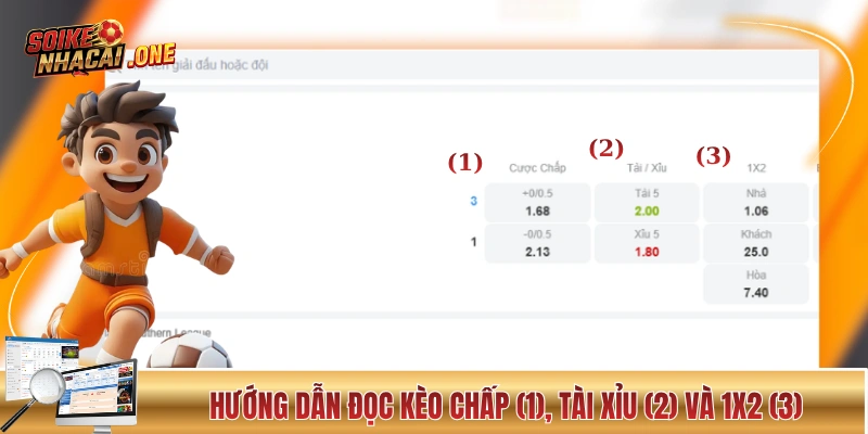 Hướng dẫn đọc kèo chấp (1), tài xỉu (2) và 1x2 (3) 